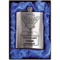 Benza Zakfles - Heupfles met Schroefdop - RVS - 18 jaar (inhoud 210 ml)