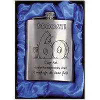 Benza Zakfles - Heupfles met Schroefdop - RVS - 60 jaar (inhoud 210 ml)