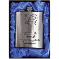 Benza Zakfles - Heupfles met Schroefdop - RVS - 40 jaar (inhoud 210 ml)