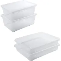 Hega hogar 4x Voedsel plastic bewaarbakjes laag 1,5 en hoog2 liter transparant - Vershoudbakjes