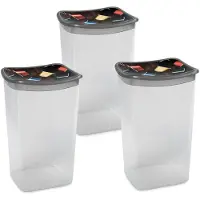 Hega hogar 3x Kunststof koffiecups bewaarbakjes 1,9 liter transparant/grijs - Vershoudbakjes