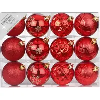 Merkloos Inge goods Kerstballen - 12 stuks - rood - mat - glans - 6 cm - Kerstbal