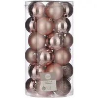 House of Seasons Kerstballen - 30x st - lichtroze - D6 cm - kunststof - Kerstbal