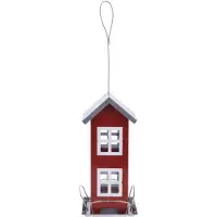 Pro Garden 1x Vogel voederhuisjes voor in de tuin rood 27 cm - Vogel voedersilo