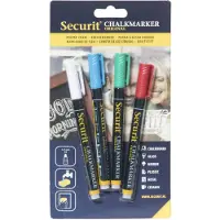 Securit 4x Gekleurde krijtbordstift ronde punt 1-2 mm - Krijtstiften