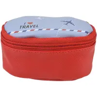 Clayre & Eef Juleeze Toilettas Dames 12*8*6 Cm Rood Polyester Make Up Tasje Make-up