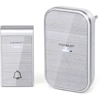 Aigostar Draadloze Deurbel 2HQEZ - Met 1 ontvanger - Plug&Play - 3 Regelbaar volume - IP44 Waterdicht - Zilver