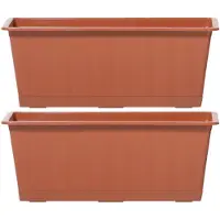 Prosperplast 2x Terracotta kunststof Agro plantenbakken/bloembakken 50 cm - Plantenbakken