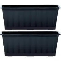 Prosperplast 2x Antraciet kunststof Agro plantenbakken/bloembakken 40 cm - Plantenbakken