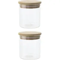 Cosy & Trendy Set van 2x stuks voorraadpotten/bewaarpotten 330 ml glas met houten deksel - Voorraadpot