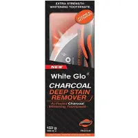 White Glo Houtskool Diep Vlekkenverwijderaar Witmakende Tandpasta Met Actieve Kool 100ml + Borstel