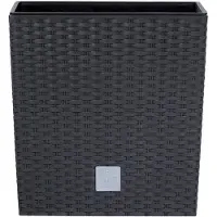 Prosperplast Bloempot/plantenpot Rato - rotan look - met binnenpot - antraciet - 20 x 20 x 20 cm - kunststof - Plantenbakken