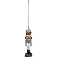 Clayre & Eef Kersthanger Notenkraker 12 cm Zilverkleurig Polyresin Kerstbal Zilverkleurig Kerstbal