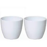 Floran 2x stuks bloempot glanzend wit keramiek voor kamerplant H12.5 x D13.5 cm - Plantenpotten