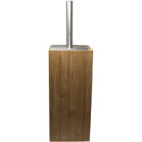 Merkloos Wc-borstel met bruine houder van bamboe 34 cm - Toiletborstels