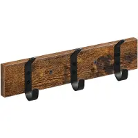Acaza Wandkapstok met 3 Haken - compacte houten Muurkapstok - Industriële stijl - Vintage Bruin en Zwart