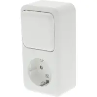 Q-Link Stopcontact met schakelaar | (Opbouw, Randaarde, Wissel, Wit)