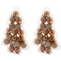 Cosy & Trendy 34x stuks kleine kunststof kerstballen koper 3 cm mat/glans/glitter - Kerstbal