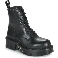 New rock Unisex zwarte gotische militaire bikerlaarzen - MILI084N-S3