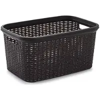 Forte Plastics Kunststof open rotan wasmand van 35 liter in het donkerbruin 53 x 36 x 26 cm - Wasmanden