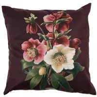 Clayre & Eef Kussenhoes 45x45 cm Bruin Rood Polyester Vierkant Bloemen Sierkussenhoes Bruin Sierkussenhoes