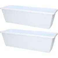 Forte Plastics 2x stuks plantenbak lichtblauw/wit rechthoekig 50 x 17 x 15 cm - Plantenbakken