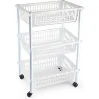 Forte Plastics Opberg organiser trolleys/roltafels met 3 manden 62 cm in het transparant - Opberg trolley
