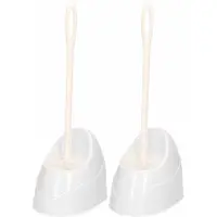 Forte Plastics 2x Witte toiletborstels/wc-borstels met houder kunststof 45 cm - Toiletborstels