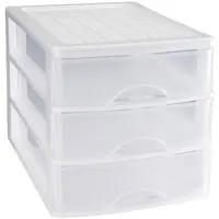 Forte Plastics Ladeblok/bureau organizer met 3 lades wit/transparant L 35,5 x B 27 x H 26 cm - Ladeblok