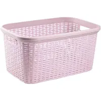 Forte Plastics Kunststof open rotan wasmand van 35 liter in het lichtroze - Wasmanden