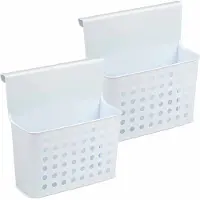 Forte Plastics 2x Badkamer/keuken hangmandjes/organizers wit/lichtblauw 26 cm - Opbergmanden