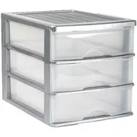Forte Plastics Ladeblok/bureau organizer met 3 lades grijs/transparant L 35,5 x B 27 x H 26 cm - Ladeblok