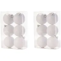 Cosy & Trendy 12x Kunststof kerstballen glitter wit 8 cm kerstboom versiering/decoratie - Kerstbal