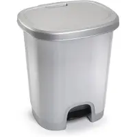 PlasticForte Pedaalemmer - zilver - 18 liter - 33x28x40 cm - kunststof - Pedaalemmers