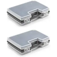 Forte Plastics 2x stuks opbergkoffertje/opbergdoos/sorteerboxen 22-vaks kunststof zwart 28 x 21 x 6 cm - Opbergbox