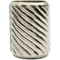 Rivièra Maison | Vaas Avanti Swirl aluminium zilverkleurig 16.5x16.5x25 cm vazen | NADUVI