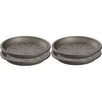 PlasticForte Set van 6x stuks water opvangschaal bakje Planten/bloempot antraciet grijs rond 24 cm - Kunststof - Pot van 30/35 cm diameter
