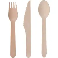 Excellent houseware Houten wegwerp party/bbq bestek sets voor 80x personen messen/vorken/lepels van 16 cm