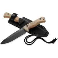 Lionsteel T6 Old Black, Natural Canvas Micarta T6B-CVN vaststaand mes