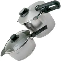 Fissler Vitavit Premium 622-412-13-090, 4-delige snelkookpanset met stoominzet en glazen deksel
