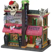 Lemax The Skull And Rose Tattoo Studio battery operated (4.5V) Kerst
