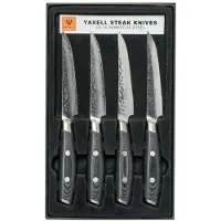 Yaxell Tsuchimon Steakmessenset - 4-delig - 3 Lagen Damaststaal - VG10 Staal - Canvas-Micarta Heft