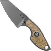 MKM-Maniago Knife Makers MKM Mikro 2 Wharncliffe, Stonewashed Natural Canvas Micarta nekmes, Jesper Voxnaes design