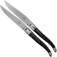 Laguiole T22MINTCNOI zwart micarta gepolijst 2-delige steakmessenset