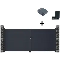 Vente-Unique.nl Gemotoriseerde draaipoort in aluminium NAZARIO antraciet - L392xH158cm