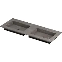 Ink Post Meubelwastafel 120x45cm Keramische Slab - Dubbel - Zonder Kraangaten - Armani Grey Mat - 8718835129149 - Rechthoekig - Wastafels,