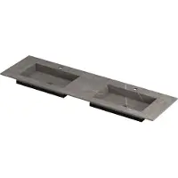 Ink Post Meubelwastafel 160x45cm Keramische Slab - Dubbel - 2 Kraangaten - Armani Grey Mat - 8718835129347 - Rechthoekig - Wastafels, Meubelwastafels