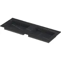 Ink Post Meubelwastafel 120x45cm Keramische Slab - Dubbel - Zonder Kraangaten - Lauren Black Mat - 8718835129156 - Rechthoekig - Wastafels,