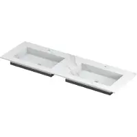Ink Post Meubelwastafel 140x45cm Keramische Slab - Dubbel - 2 Kraangaten - Calacatta Mat - 8718835129255 - Rechthoekig - Wastafels, Meubelwastafels