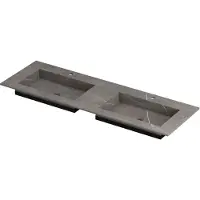 Ink Post Meubelwastafel 140x45cm Keramische Slab - Dubbel - 2 Kraangaten - Armani Grey Mat - 8718835129262 - Rechthoekig - Wastafels, Meubelwastafels